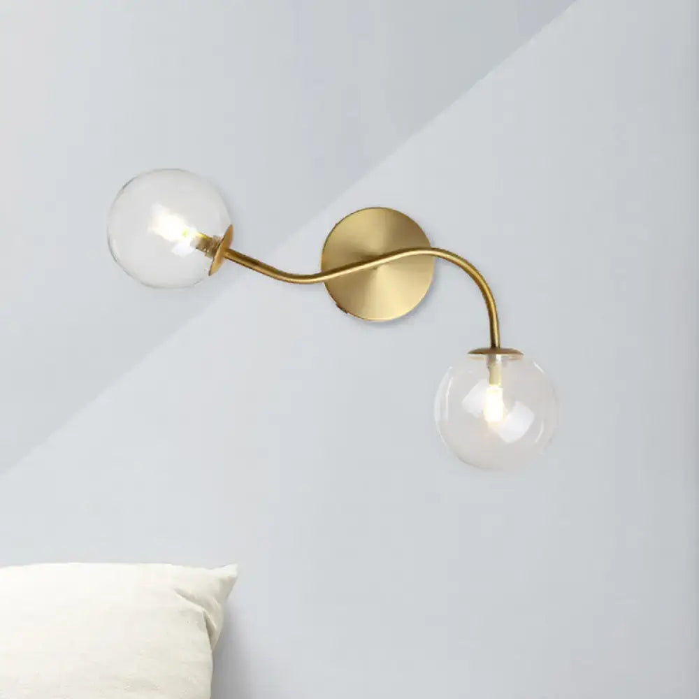 Modern brass clear tan glass wall lamp – stairway 2-light led