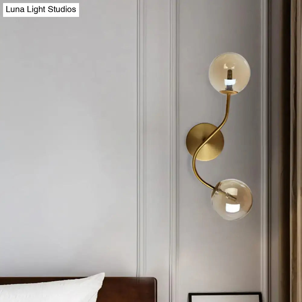 Modern brass clear tan glass wall lamp – stairway 2-light led