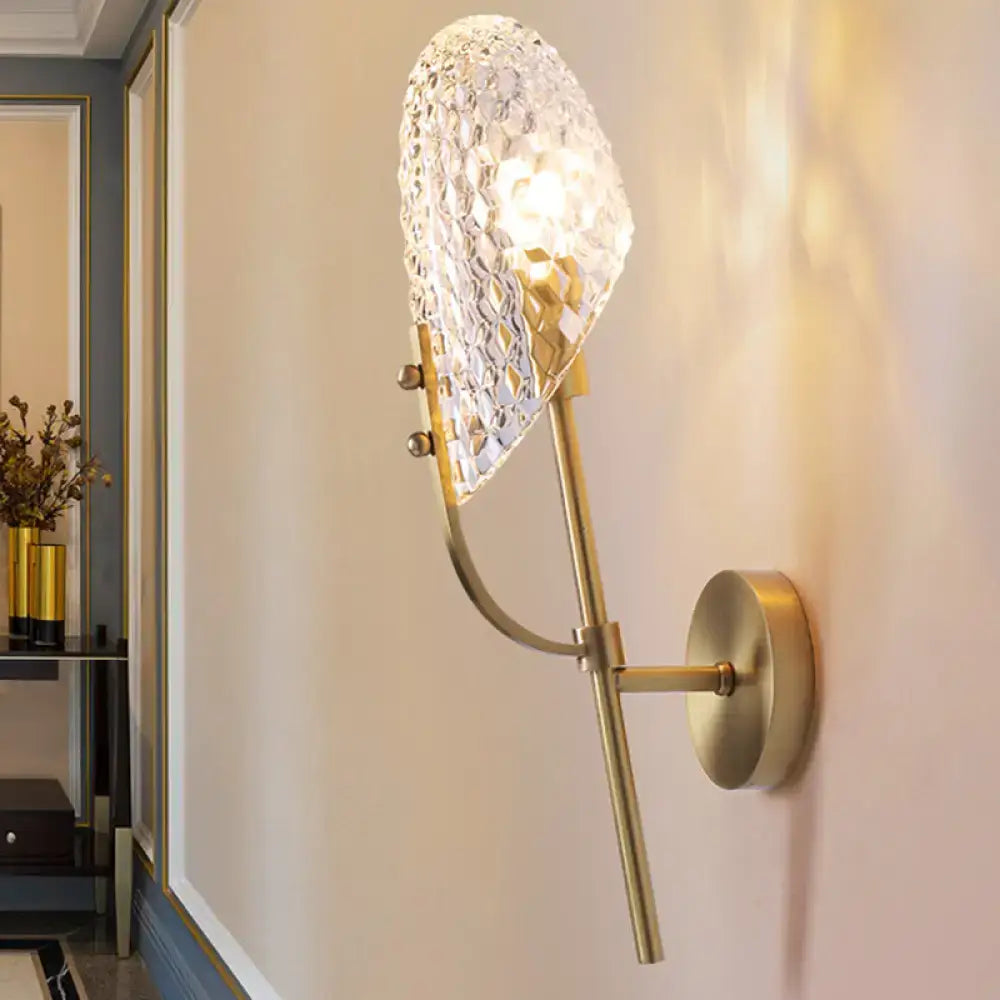 Modern brass crystal beveled light fixture hallway sconce