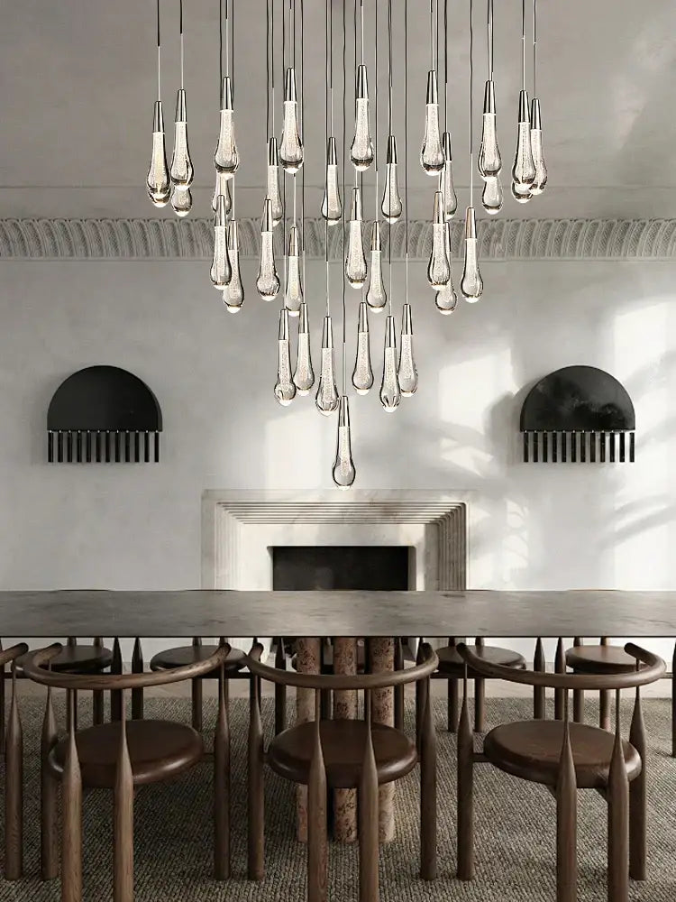Modern brass crystal ceiling pendant light – dining room teardrop