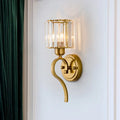 Modern brass crystal cylinder wall sconce bedroom light