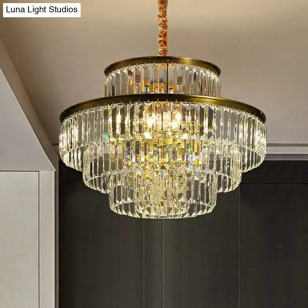 Modern brass crystal prism pendant light for living room
