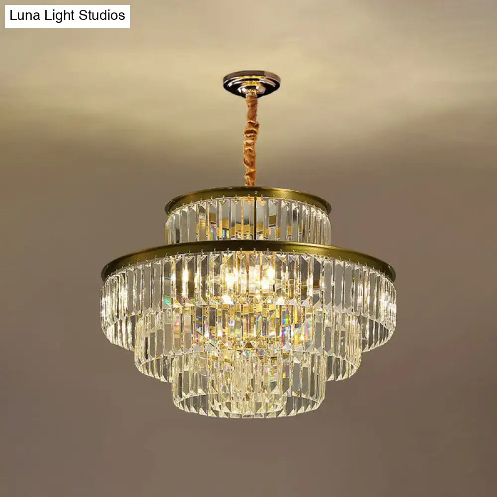 Modern brass crystal prism pendant light for living room