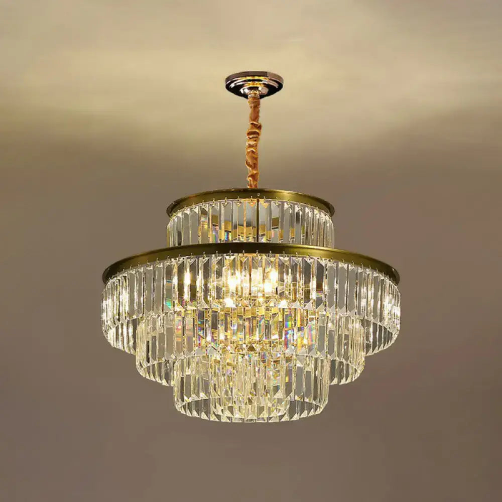 Modern brass crystal prism pendant light for living room