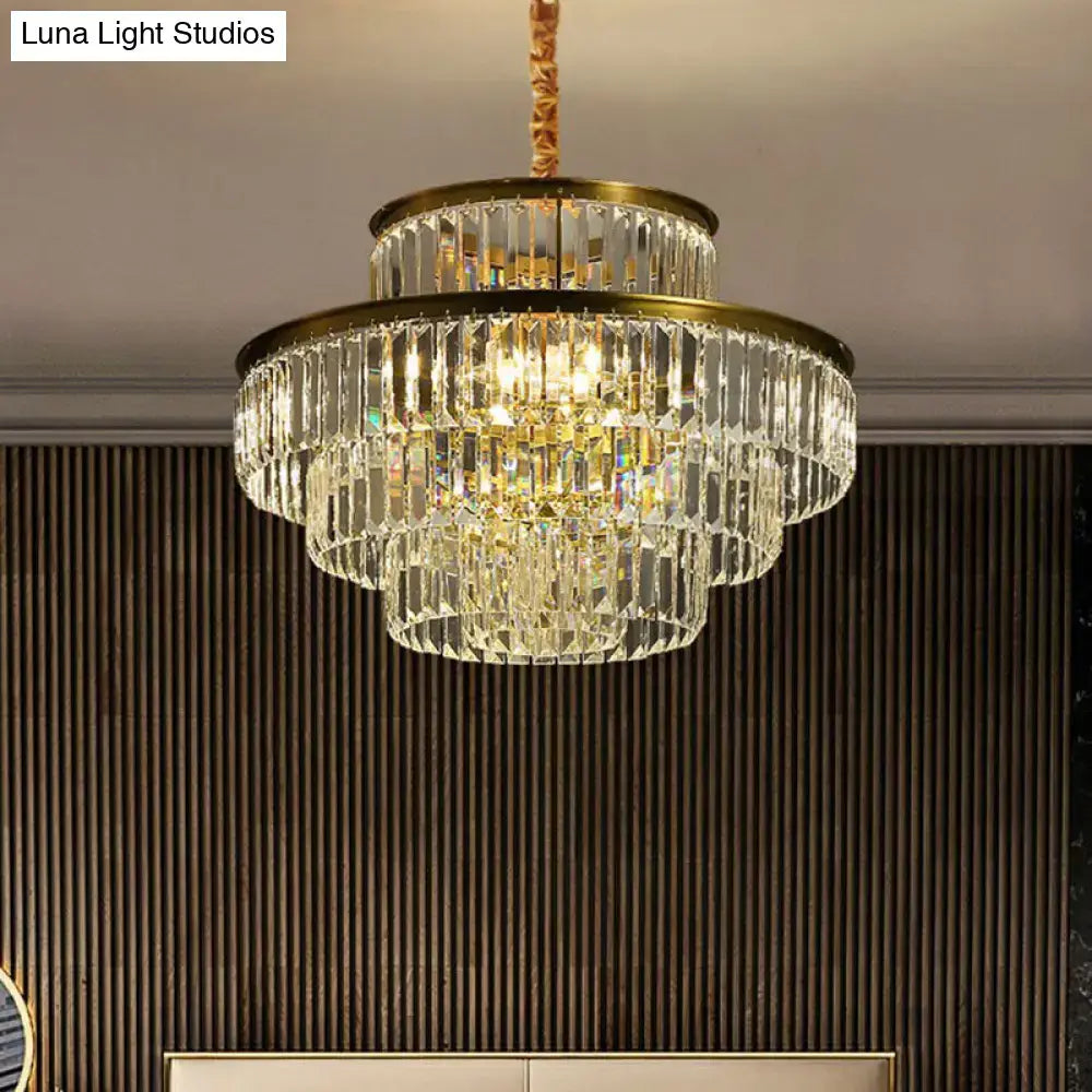 Modern brass crystal prism pendant light for living room