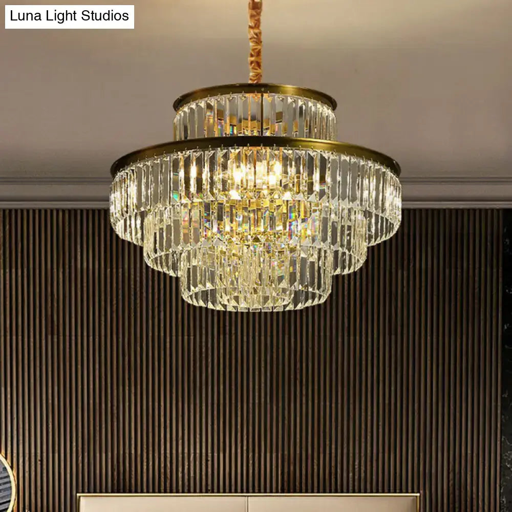 Modern brass crystal prism pendant light for living room
