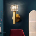 Modern brass crystal wall sconce bedroom contemporary cube flush light