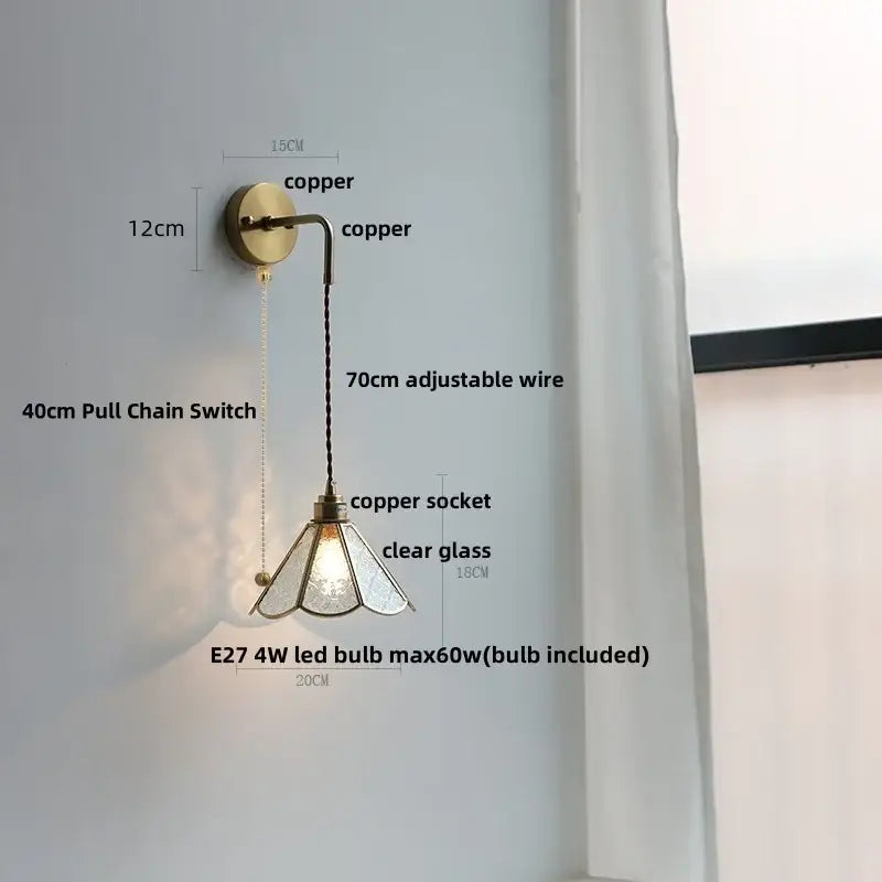 DecorBites™ LED Wall Lights Clear Glass Adjustable Bedside Lamp Nordic Modern Style