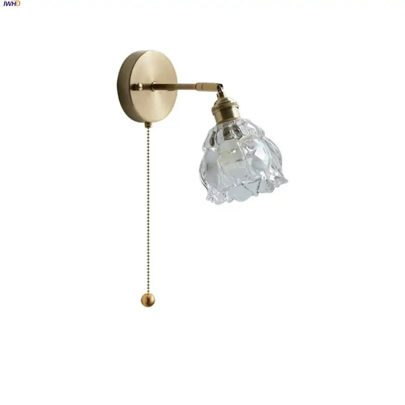 Modern brass floral clear glass wall sconce stair light