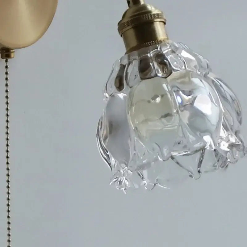Modern brass floral clear glass wall sconce stair light