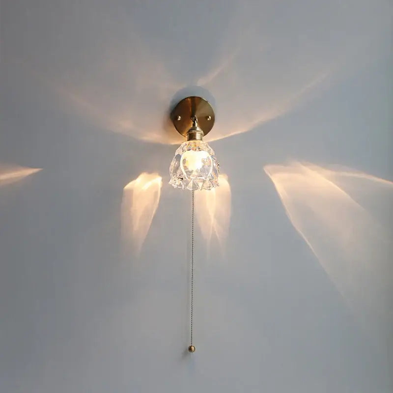Modern brass floral clear glass wall sconce stair light