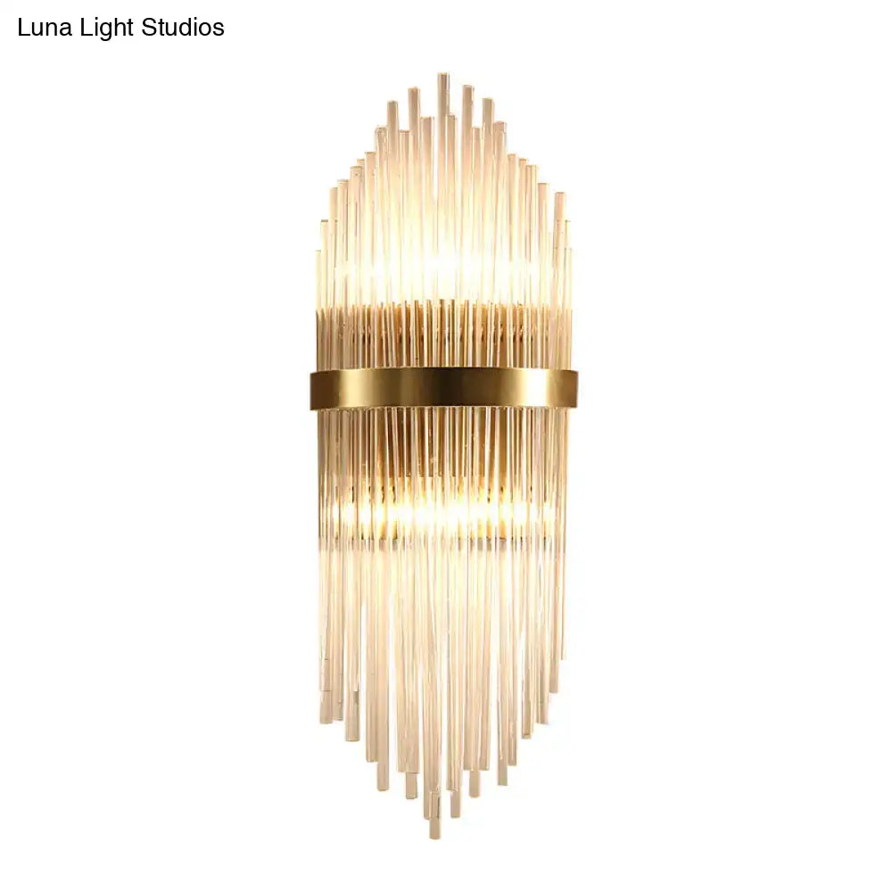 Modern brass fluted glass shade wall sconce bedroom light
