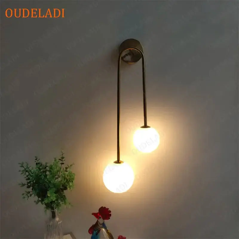 Modern brass glass ball wall sconce bedroom led light