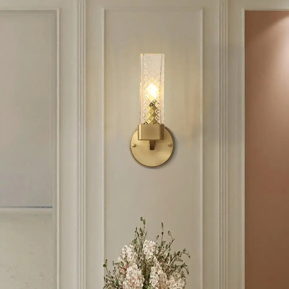 DecorBites™ Modern Brass Glass Cubic Wall Lamp - Stylish 1-Light Fixture for Living Room
