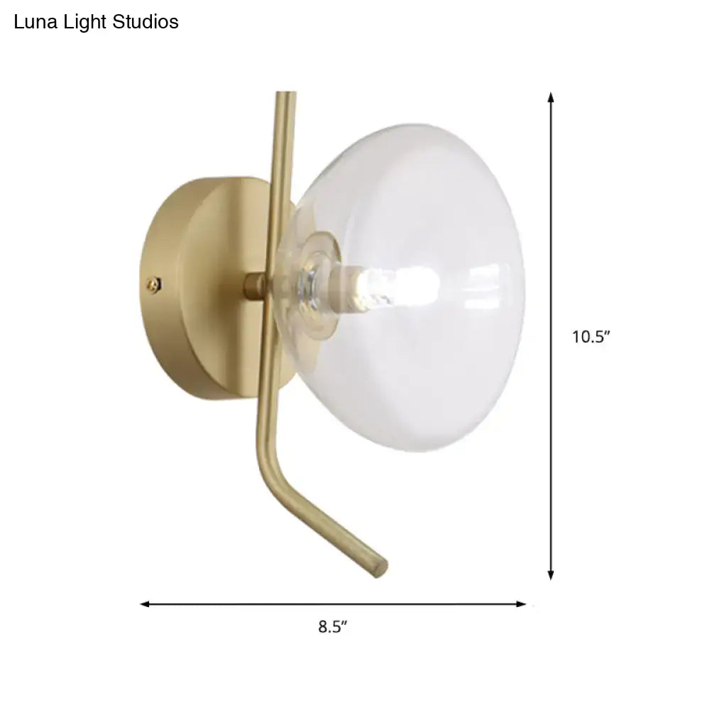 Modern brass glass dome wall sconce bedroom light
