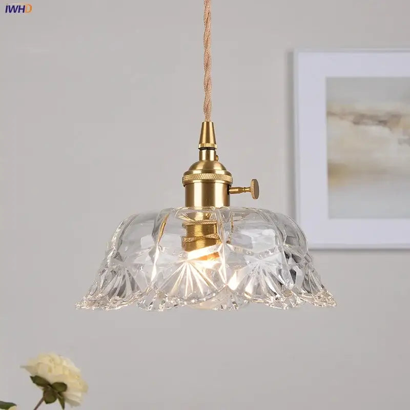 Modern brass glass led pendant light for dining room
