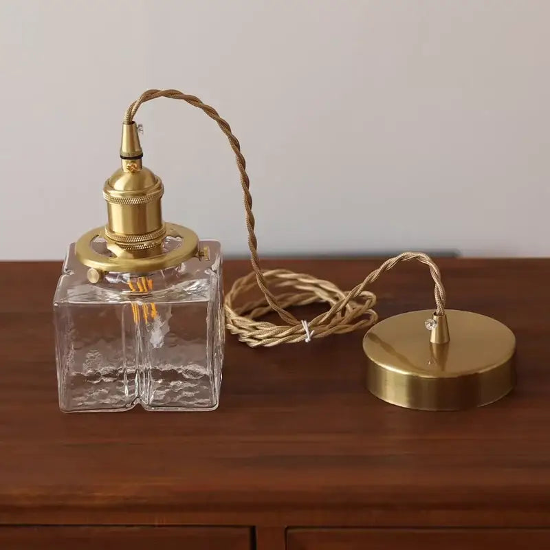 Modern brass ice cube glass pendant light for kitchen island