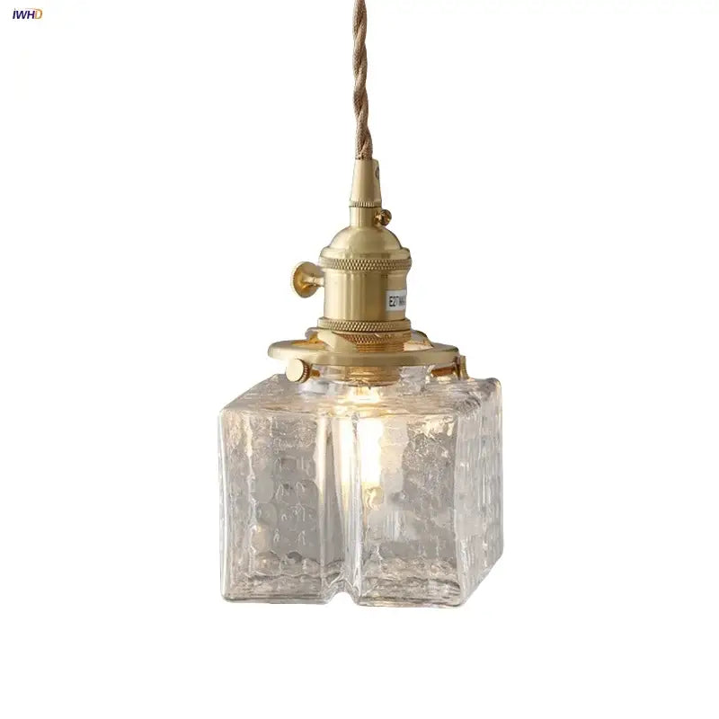 Modern brass ice cube glass pendant light for kitchen island