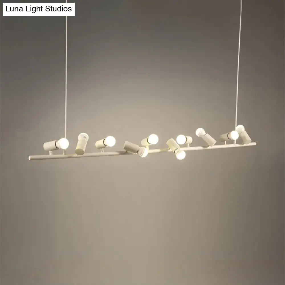 DecorBites™ Retro Metal Island Lamp - Black Hanging Light with Bare Bulb Design, 6/10 Heads for Dining Room in White/Black