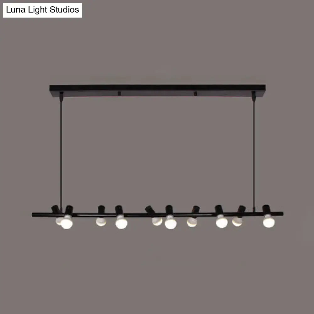 DecorBites™ Retro Metal Island Lamp - Black Hanging Light with Bare Bulb Design, 6/10 Heads for Dining Room in White/Black