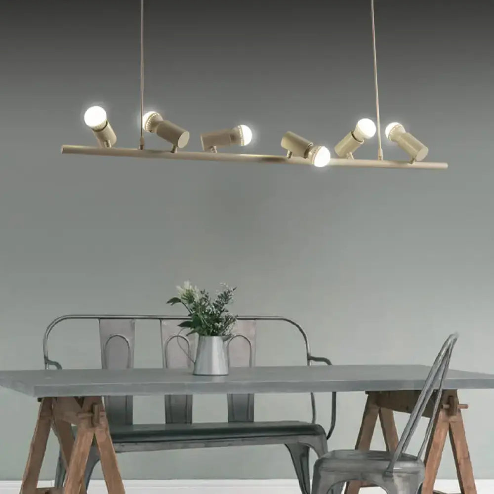 DecorBites™ Retro Metal Island Lamp - Black Hanging Light with Bare Bulb Design, 6/10 Heads for Dining Room in White/Black