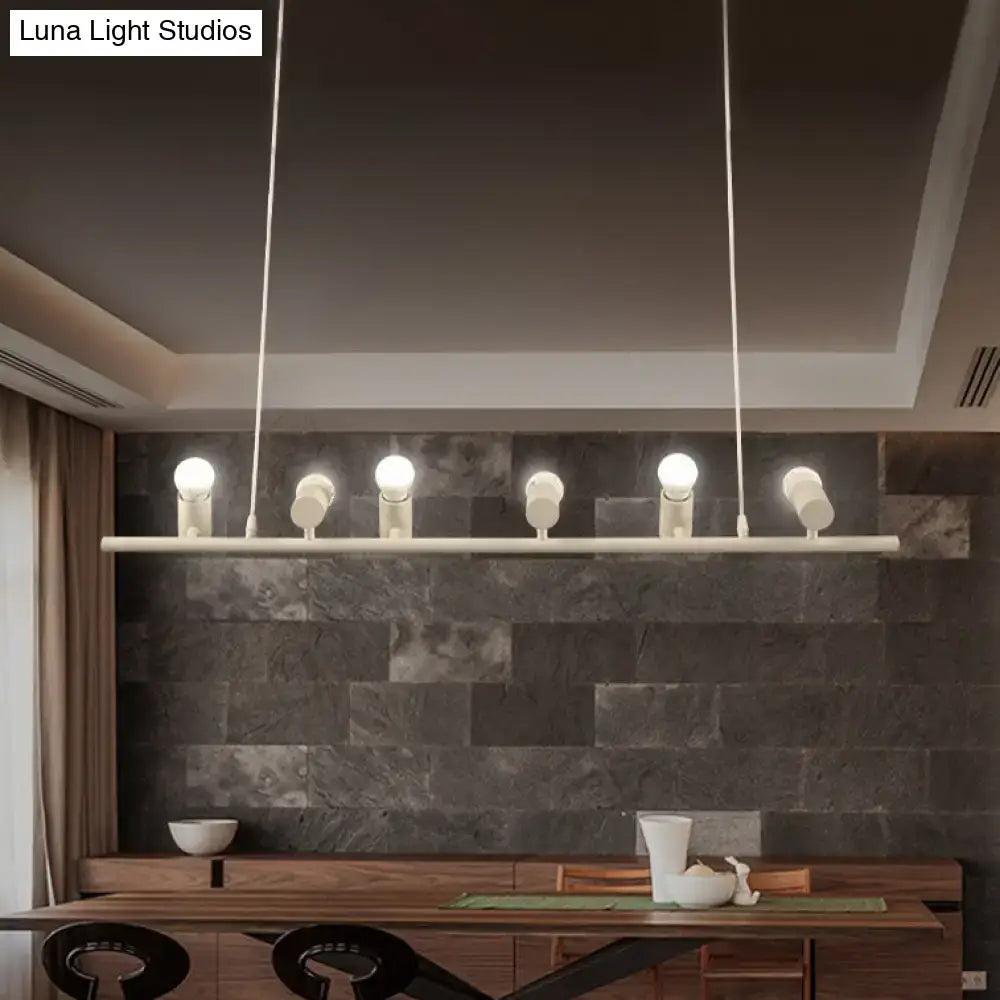 DecorBites™ Retro Metal Island Lamp - Black Hanging Light with Bare Bulb Design, 6/10 Heads for Dining Room in White/Black