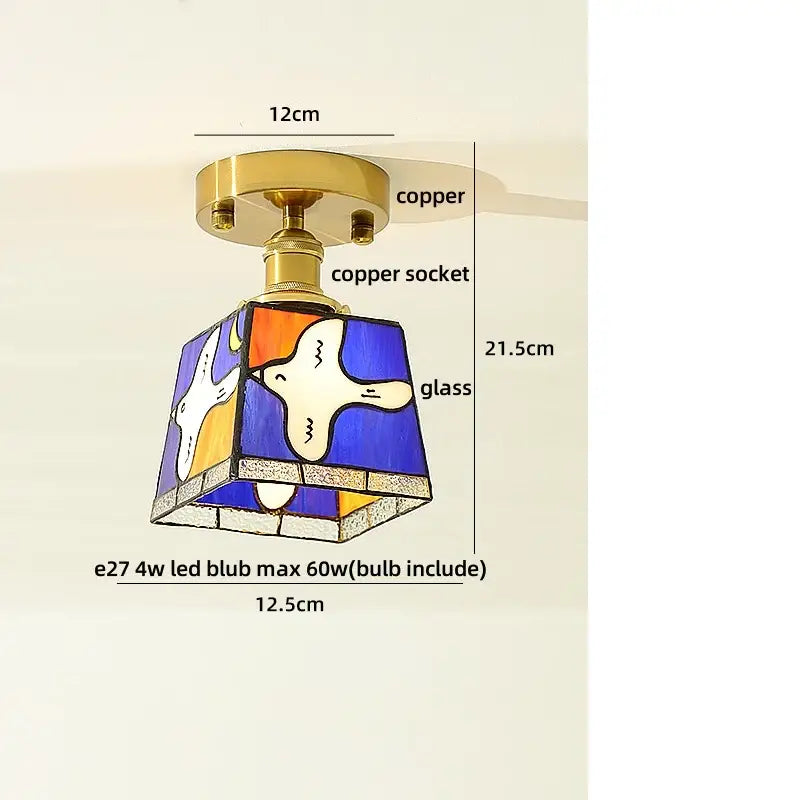 Modern brass orchid glass led ceiling lamp for bedroom