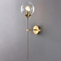 Modern brass pencil arm wall light bedroom glass sconce