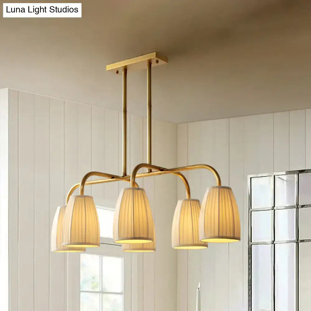 Modern brass pleated fabric pendant chandelier for dining room