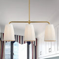Modern brass pleated fabric pendant chandelier for dining room