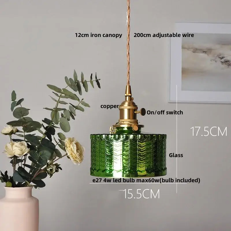 Modern brass ribbed clear glass pendant lamp dining room hanging light