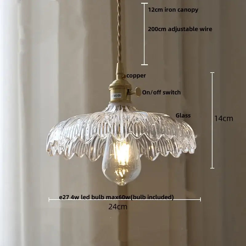 Modern brass ribbed clear glass pendant lamp dining room hanging light