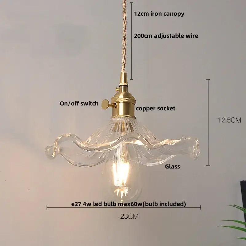 Modern brass ribbed clear glass pendant lamp dining room hanging light