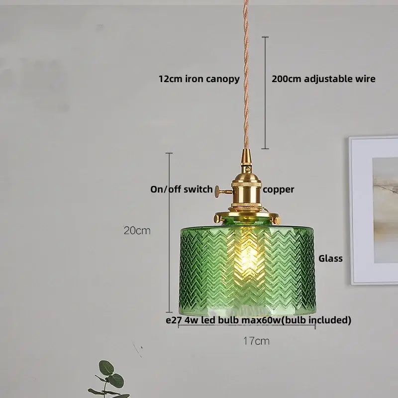 Modern brass ribbed clear glass pendant lamp dining room hanging light