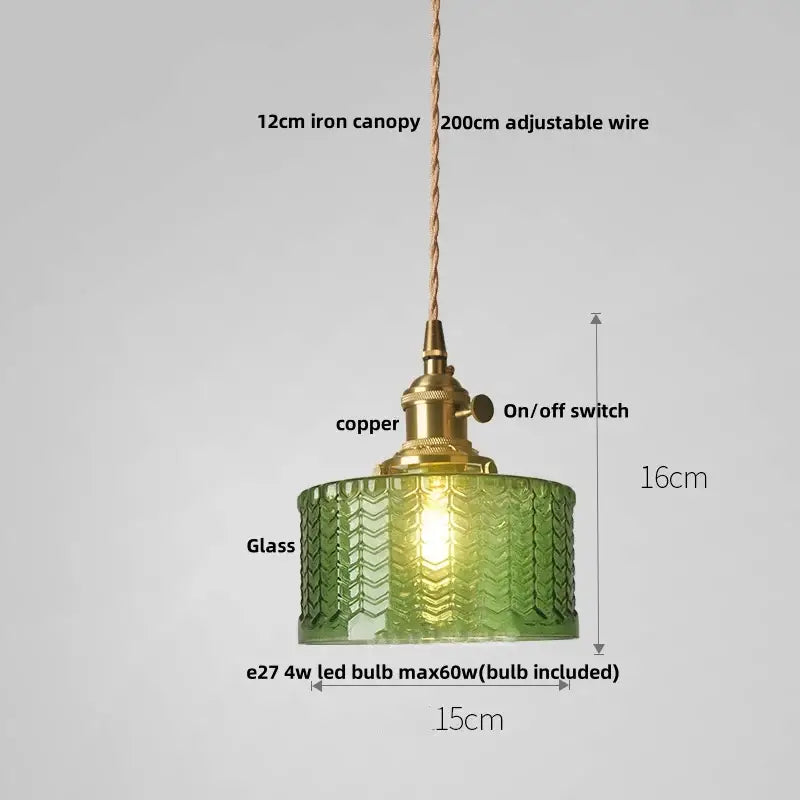 Modern brass ribbed clear glass pendant lamp dining room hanging light