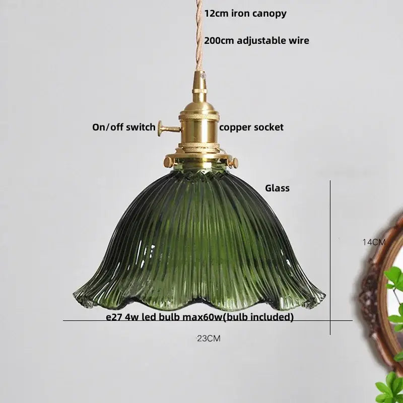 Modern brass ribbed clear glass pendant lamp dining room hanging light