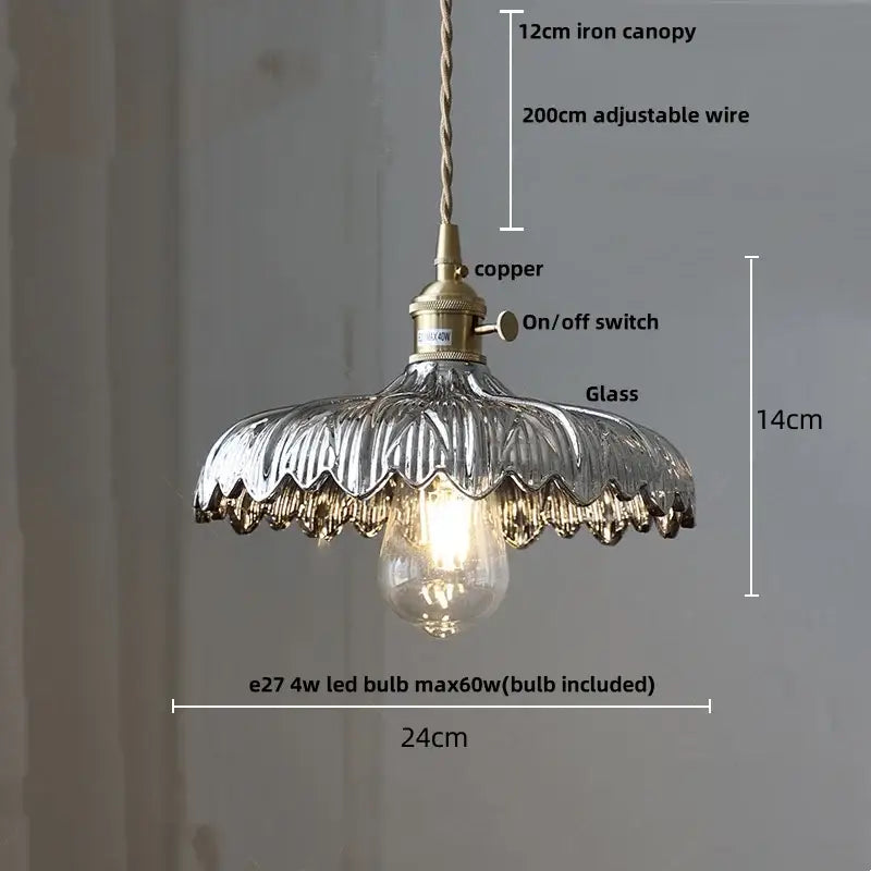 Modern brass ribbed clear glass pendant lamp dining room hanging light