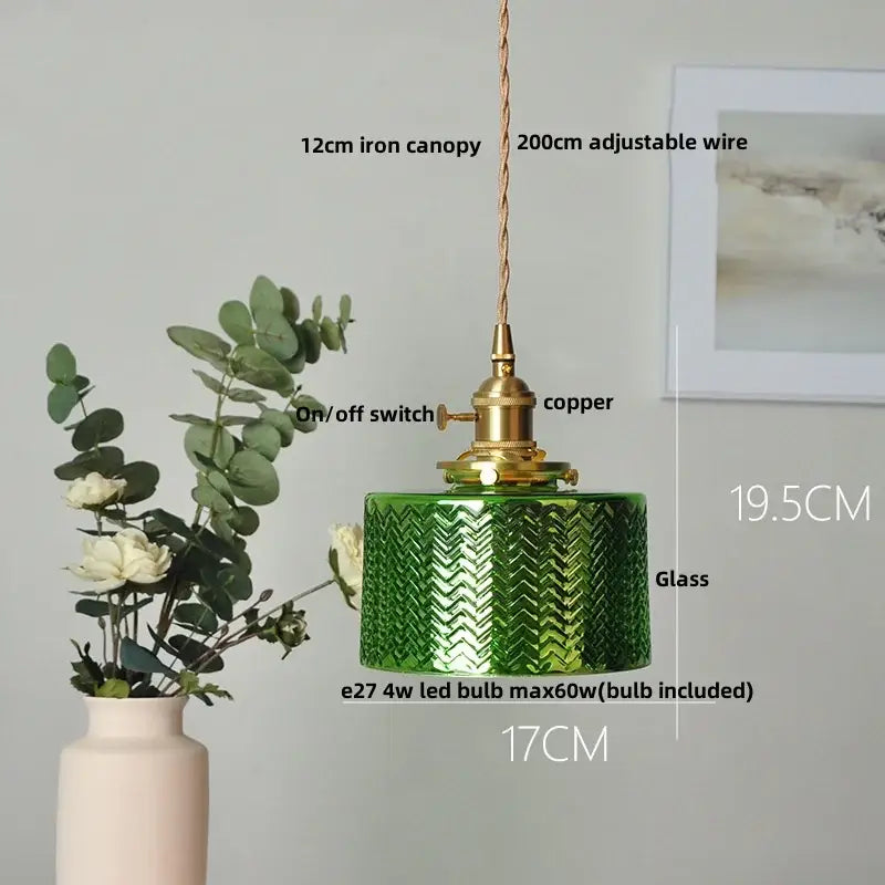 Modern brass ribbed clear glass pendant lamp dining room hanging light