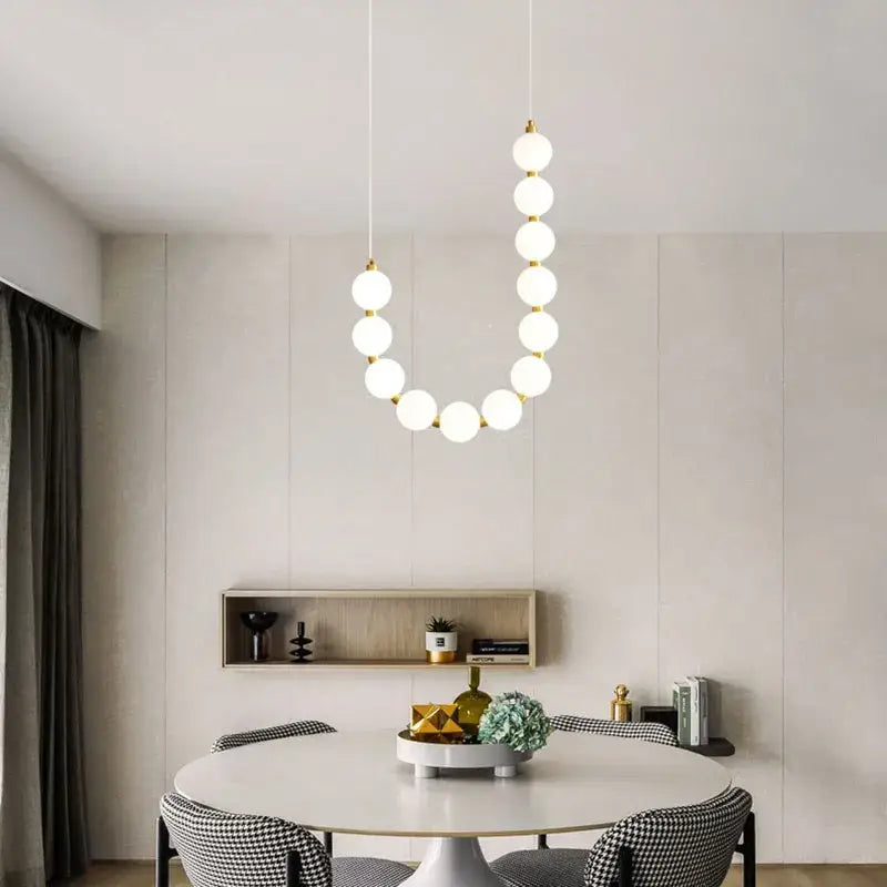 Modern brass round led pendant lights dining room frosted glass chandelier