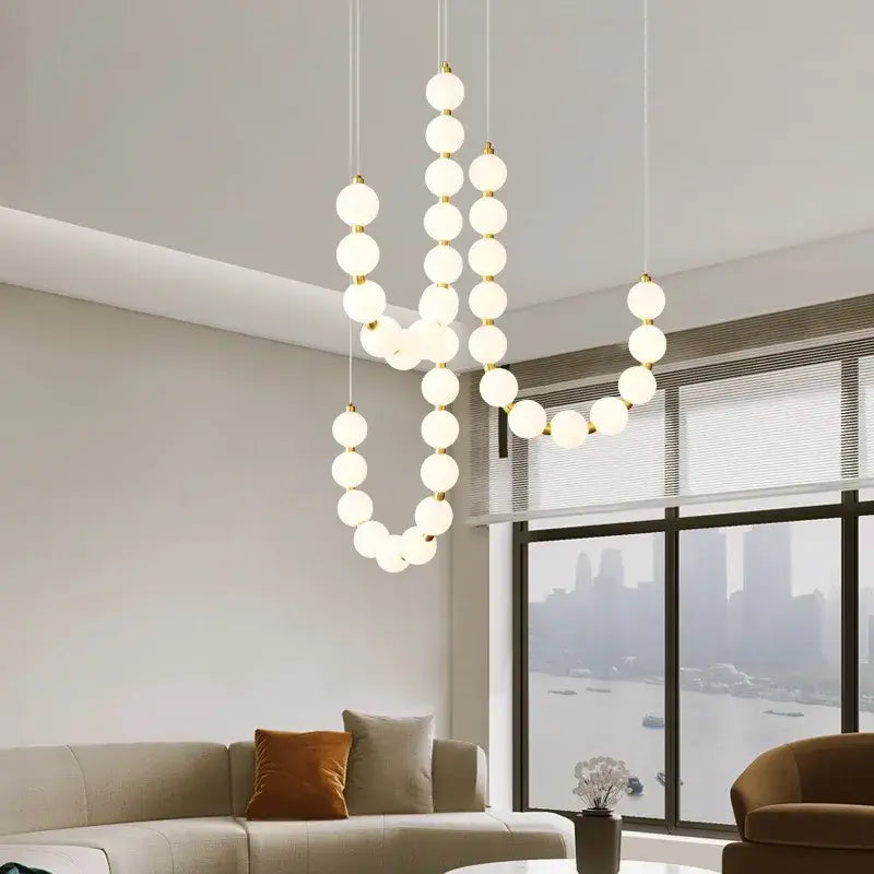 Modern brass round led pendant lights dining room frosted glass chandelier