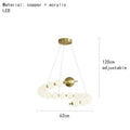 Modern brass round led pendant lights dining room frosted glass chandelier