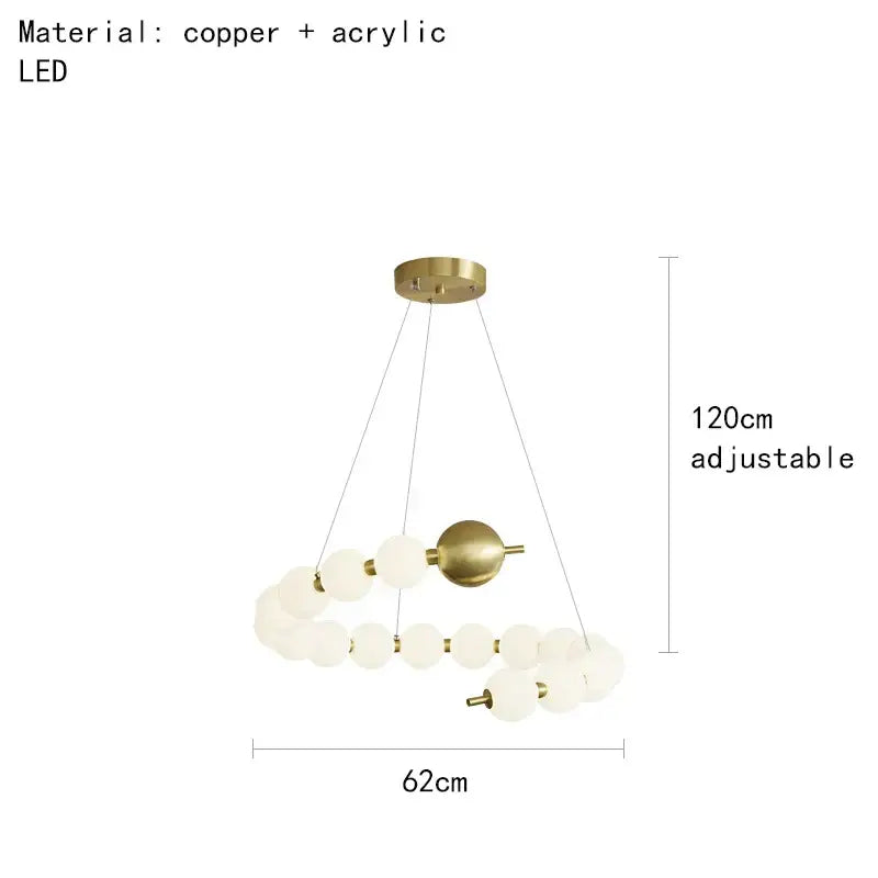 Modern brass round led pendant lights dining room frosted glass chandelier