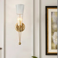 Modern brass sconce light with clear crystal – bedroom wall lamp