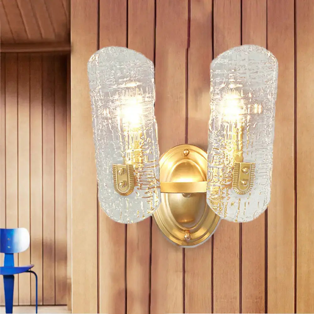 DecorBites™ Modern Gold Curved Wall Mount Sconce with Clear Water Glass - 1/2 Lights for Living Room