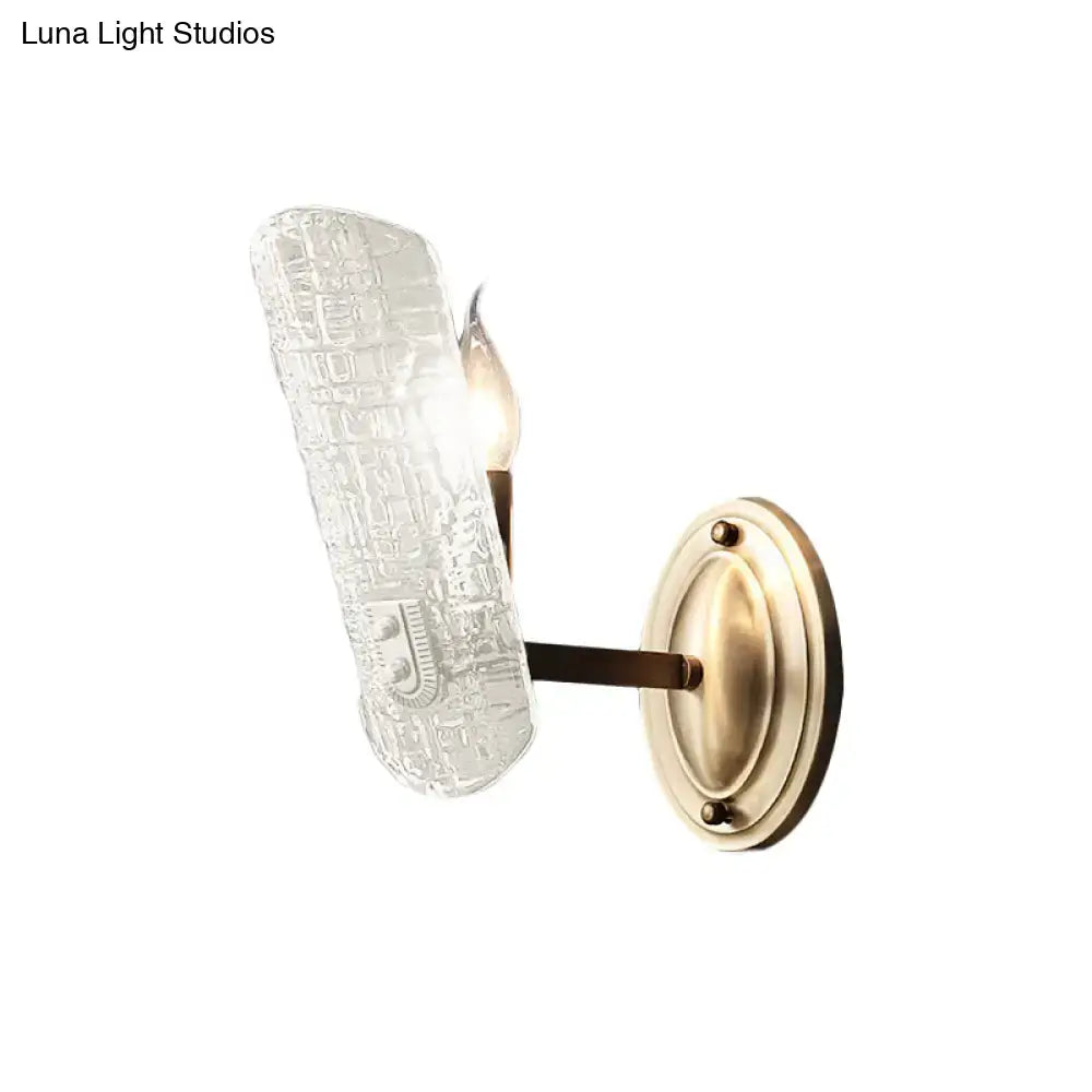 DecorBites™ Modern Gold Curved Wall Mount Sconce with Clear Water Glass - 1/2 Lights for Living Room