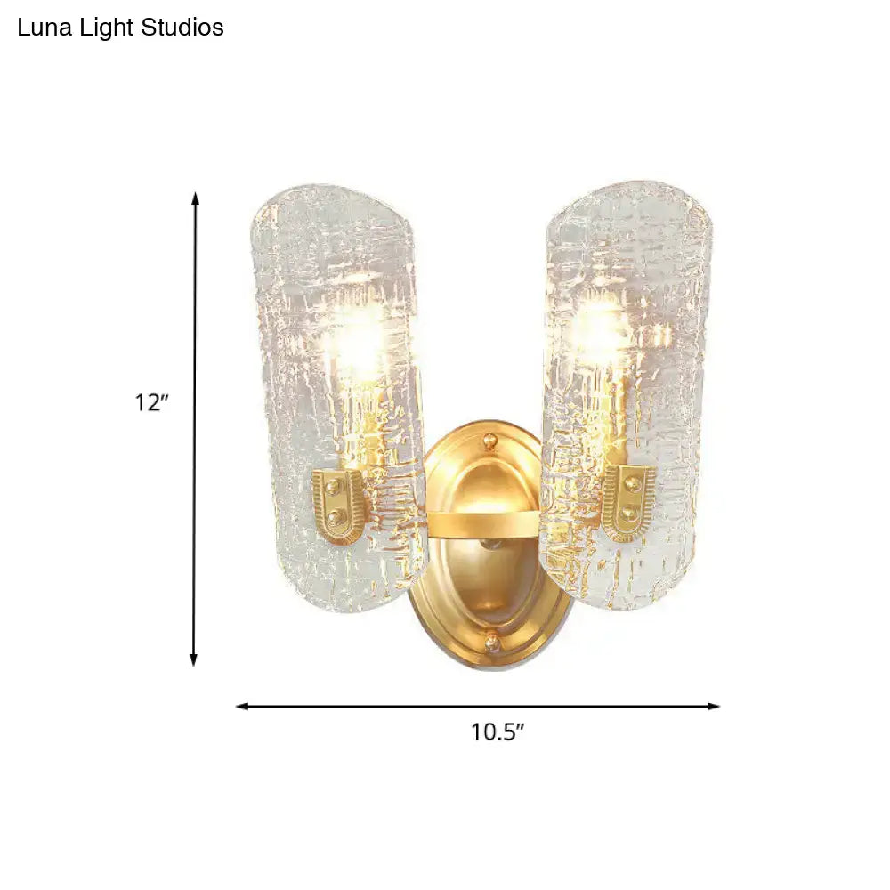 DecorBites™ Modern Gold Curved Wall Mount Sconce with Clear Water Glass - 1/2 Lights for Living Room