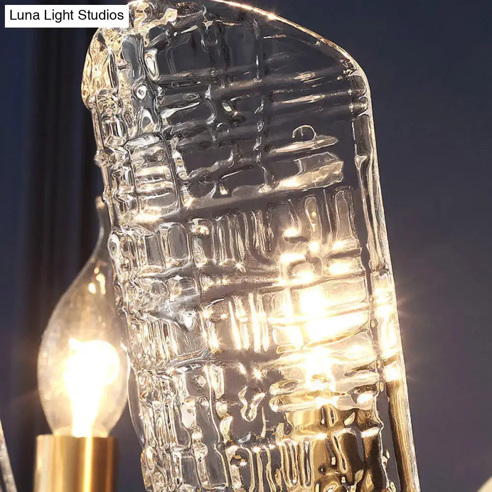 DecorBites™ Modern Gold Curved Wall Mount Sconce with Clear Water Glass - 1/2 Lights for Living Room