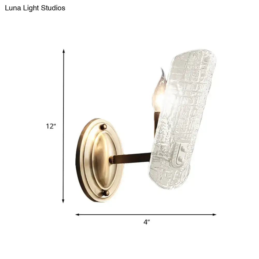 DecorBites™ Modern Gold Curved Wall Mount Sconce with Clear Water Glass - 1/2 Lights for Living Room