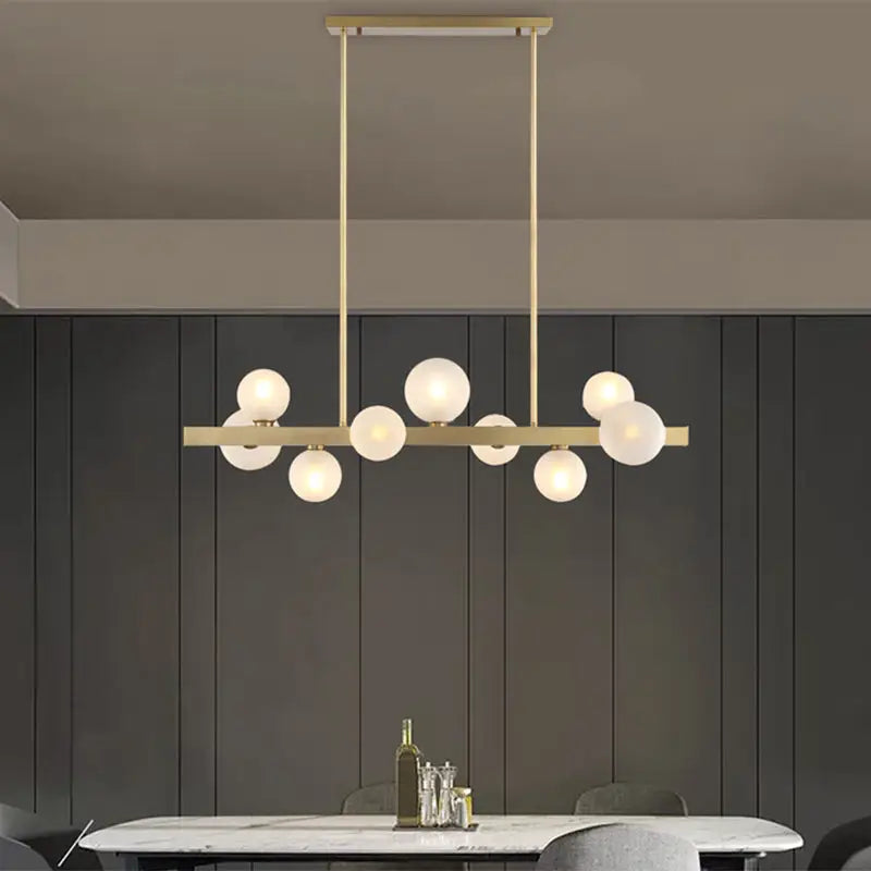 DecorBites™ Gold Simplicity Globe Pendant Lamp: Frosted Glass Dining Room Island Lighting