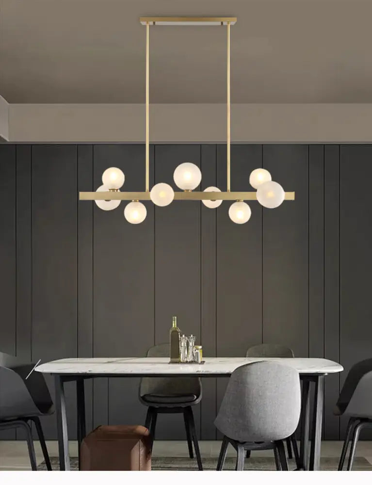DecorBites™ Gold Simplicity Globe Pendant Lamp: Frosted Glass Dining Room Island Lighting